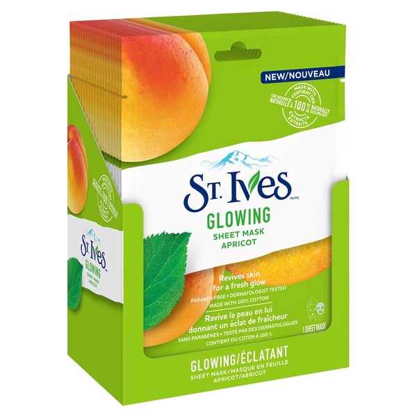 St. Ives Skin Care Sheet Mask, Glow Apricot, 6 Count
