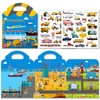 Reusable Sticker Book for Kids 2-4,45pcs Vehicles Cars 3D Jelly
