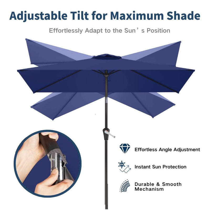 Patio Kingdom 6.5' x 10' Rectangular Patio Umbrella Large Outdoor
