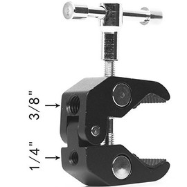 Super Clamp Camera Clamp w/ 1/4"-20 and 3/8"-16 Thread for Cameras, Lights, Umbrellas, Hooks, Shelves, Plate Glass, Cross Bars,Photo Accessories and More