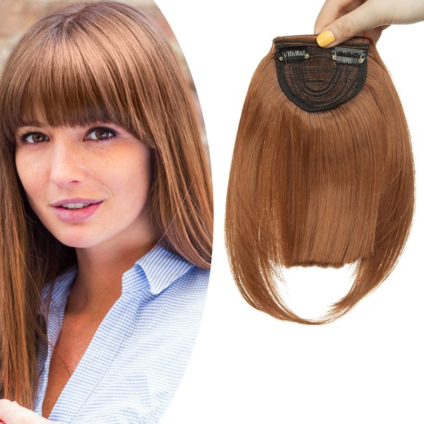SEGO Clip-In Fringe Hairpiece Extensions, Fringe Bangs, One Piece On Front Hair Extensions Like Real Hair, Chestnut Brown 3