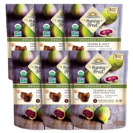 Sunny Fruit Soft Organic Turkish Dried Figs - 6 Bags (30 Individual Portion Packs) | No Preservatives, No Sugar Added | Healthy, Convenient Snack Packs | ORGANIC, NON-GMO, VEGAN, HALAL, KOSHER