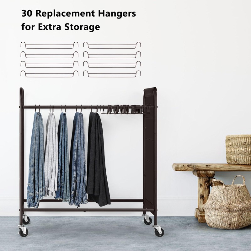 Pant Hangers for Rolling Pants Trolley 30 PCS, Bronze (Only