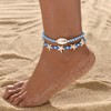 MXUHUI Boho Turtle Starfish Layered Shell Anklet Set Star Beads