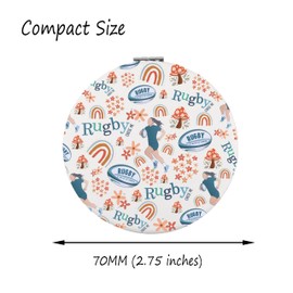 FAADBUK Rugby Ball Lover Gift Rugby Player Gift Rugby Coach Gift Rugby Girl Makeup Mirror for Her (Rugby Mirror)