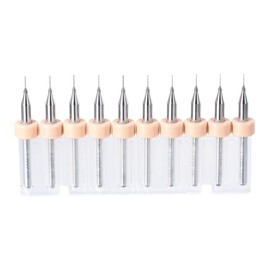 sourcing map PCB Drill Bits 0.2mm Tungsten Carbide Rotary Tool Jewelry CNC Engraving Print Circuit Board Micro Drill Bits 1/8 Inch Shank 1 Set (10 Pcs)