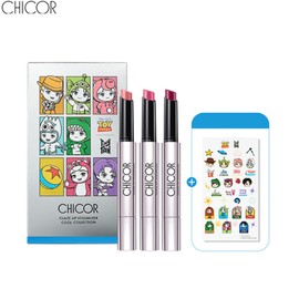CHICOR Glaze Lip Volumizer Set 4items [Tiny Tan Edition], Color:Cool Collection
