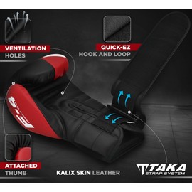 RDX Boxing Gloves, Maya Hide Leather Training Gloves for Muay Thai, Kickboxing, Sparring, Punch Bag, Punch Bag, Kickboxing Gloves, Martial Arts Training, Home Gym, Men, Women, 8 10 12 14 16 oz