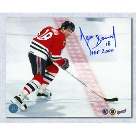 Denis Savard Signed Chicago Hockey Aerial View 8x10 Photo