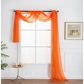 WPM WORLD PRODUCTS MART Drape/Panels/Scarves/Treatment Beautiful Sheer Voile Window Elegance Curtains Scarf for Bedroom & Kitchen Fully Stitched and Hemmed (Orange, 38" Inch x 216" Inch)