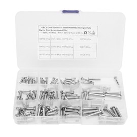 12 Sizes Stainless Steel Clevis Pin Single Hole Flat Head T Shape Round Pin Assortment Kit for Car 96pcs