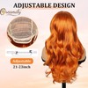 Creamily Long Wavy Orange Wigs with Bangs for Women Synthetic