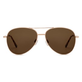 Peepers by PeeperSpecs Womens Ultraviolet Polarized, No Correction Aviator Sunglasses, Gold, +0.00
