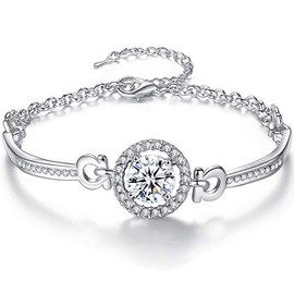 YooAi Adjustable Chain Bracelet Rhinestone Leaf Link Bracelet Wedding Bridesmaid Bracelet, Metal