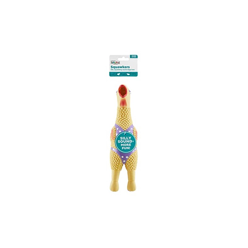 Outward Hound Squawkers Henrietta Latex Rubber Chicken Interactive Dog Toy,