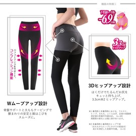 Slim Walk Beau-Acty Beauty Legs & Hips Compression Leggings for Sports, Black (Size: Small to Medium)