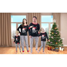 Hupohoi Family Matching Pajama Sets Cute Santa Claus Xmas Clothes Funny Family Sleepwear Sets, Santa Claus, 10 Years