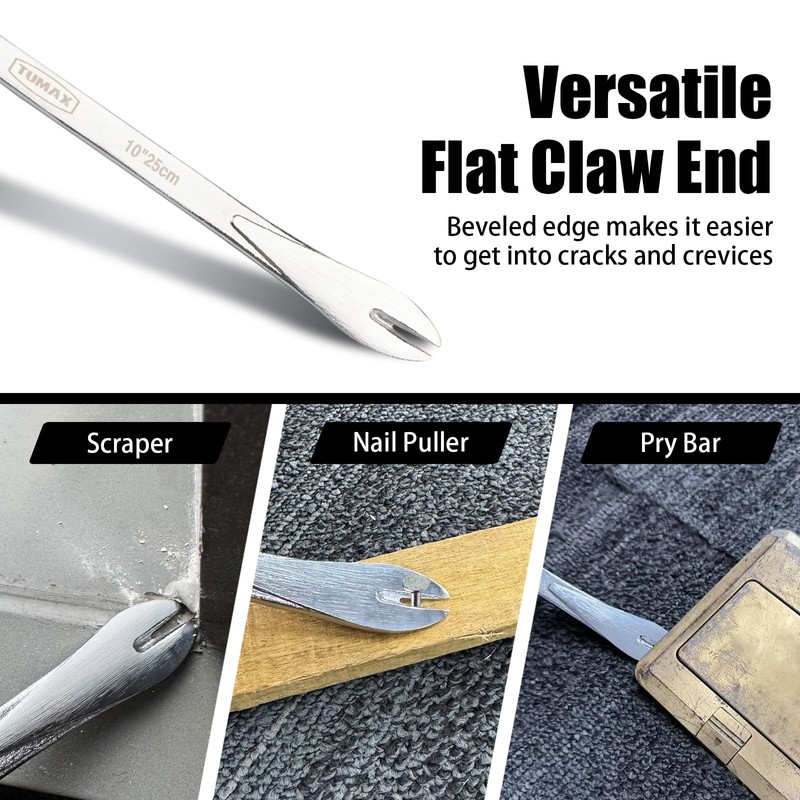 TUMAX Nail Puller Cats Paw Pry Bars (Sliver, 10 inch