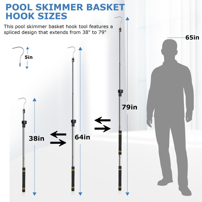 Greeily Pool Retrieval Hook for Robotic Pool Cleaner, 37" to
