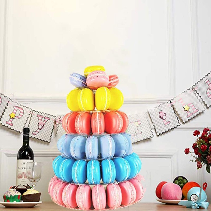 Kithing 6 Tiers Round Macaron Tower Stand Cake Display Rack