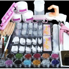 Unbranded Acrylic Nail Kit Acrylic Powder Glitter Nail Art Manicure Tool Tips Brush Set US