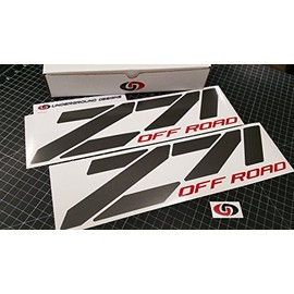Z71 Off Road Chevy Fender Decal Tailgate Sticker 15" (Metallic Charcoal & Red)