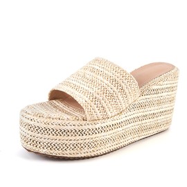 HUGROSE Women, Numeric, Medium, 8 Platform Espadrilles for, Fashionable Woven Upper Open Toe Wedge Heels, Ideal for Summer Outdoor and Beach Wear