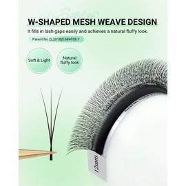 NAGARAKU Narrow 3D W Eyelash Extension, Small Spacing 3D Clover Lash Supplies Natural Soft Premade Fans PBT Cluster W Shape Lash Easy Fanning yy False Lashes Makeup Solon Matte Black - 0.07D 13mm