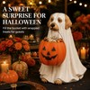 Halloween Ghost Dog Pumpkin Resin Figurine Hand-Painted Outdoor Indoor Holiday