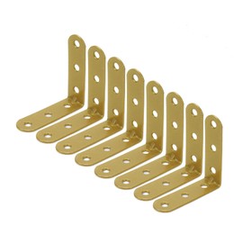 Wealrit 8 pcs Gold L Shape Brackets,Right Angle Corner Brace with Screws,L Shape Corner Brackets,Right Angle Bracket,2.28 Inch Length