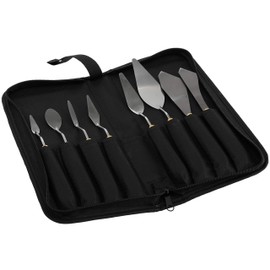 Creative Mark Stainless Steel Palette Knife Painting Tools - Paint Palette with Wooden Handle - Variety of Shapes and Sizes - Set of 8 w/Case, Set