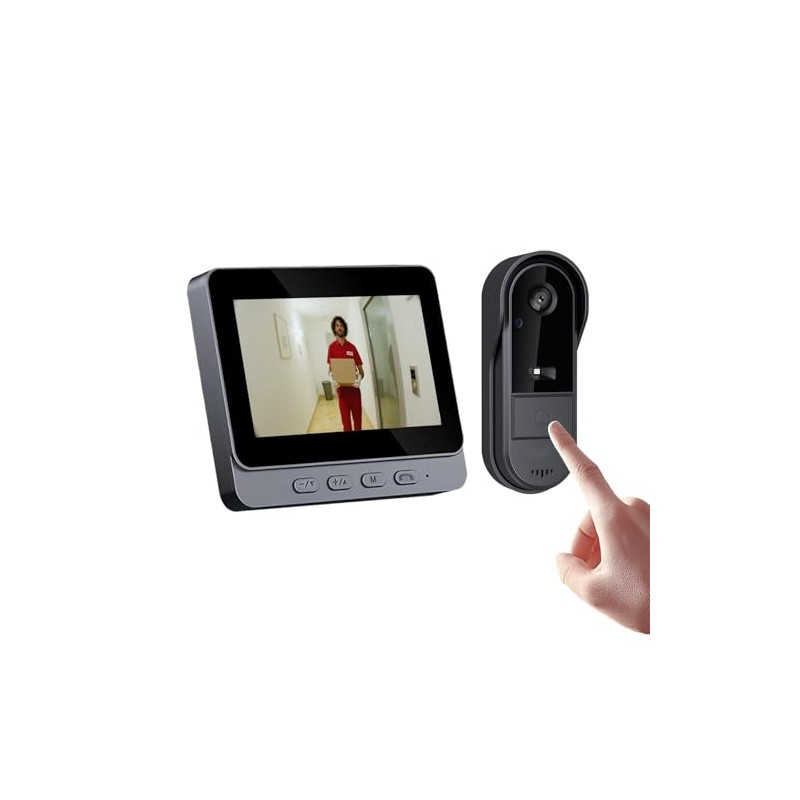 Winnes Timbre con Video Inalámbrico, Vedioportero con Cámara, Voz de