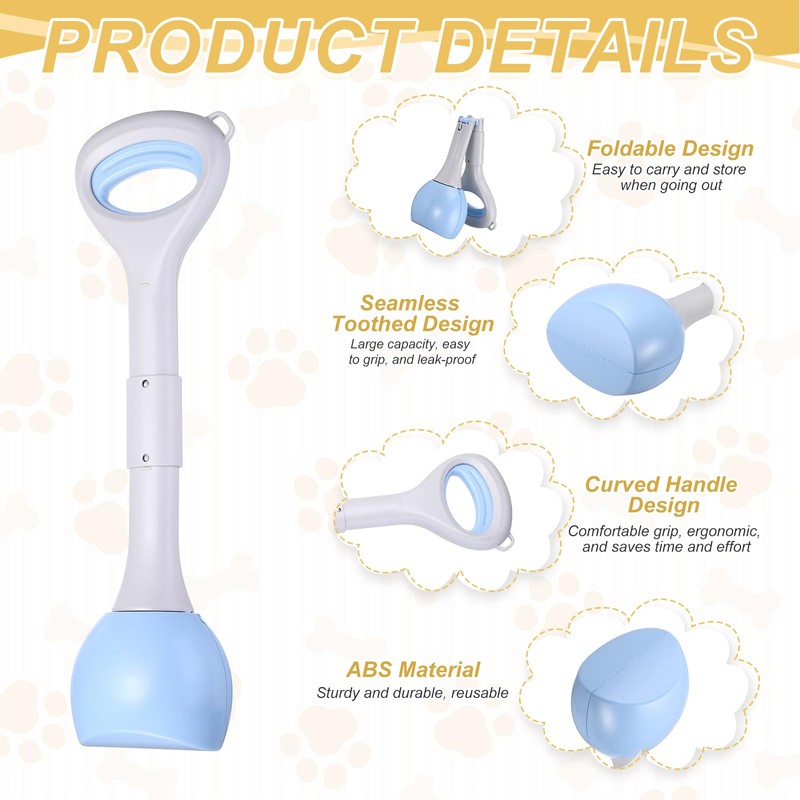 PETAXCELL Poop Scooper, 19.3" Long Handle Dog Poop Scooper, Blue