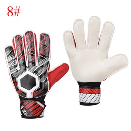 Latex Nylon PU Finger Protection Soccer Goalkeeper Gloves for Adult Children(Red 8#)