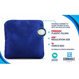 SC Cornhole Games Professional Cornhole Bags (Set of 4)- Slide/Stick Pro Series Corn Hole Bags (Black)