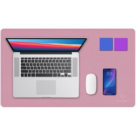 K KNODEL Desk Mat, Office Desk Pad, PVC Leather Desk Blotter, Laptop Desk Mat, Waterproof Desk Writing Pad for Office and Home, Dual-Sided (35 x 60cm, Purple/Pink)