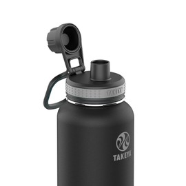 Takeya Originals 40 oz Vacuum Insulated Stainless Steel Water Bottle with Spout Lid, Black