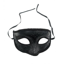 VIGUEUR Venetian Masquerade Mask for Women and Men, Shiny Party Costume Mask, Black