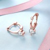 LZD Rose Gold Plated Earrings Hoop Huggies AAA Zirconia Latch