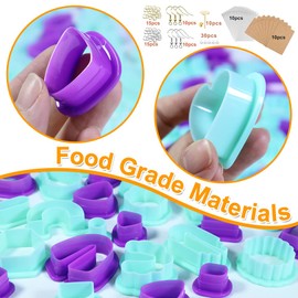 Polymer Clay Cutters for Earring Making - 160pcs Clay Tools Set with Earrings Accessories, 42+8pcs Different Shape Plastic Clay Molds clay cutters for polymer clay jewelry （Green+Purple)