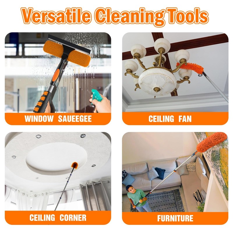 LAANPOLE 26FT High Reach Duster Cleaning Kit with Extension Pole,