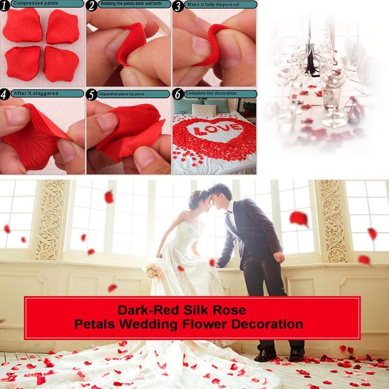 LZXD 1000 Pieces Champagne Artificial Silk Rose Petals Flower Decoration
