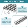 sourcing map 5pcs Double Ended Stud Screws, M8x200mm 304 Stainless
