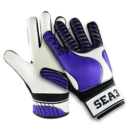 SEA3 Unisex Kids Boys Children's Junior Football Goalkeeper Sports Soccer Training Goalie Gloves, Purple - Size 5: Age 9 to 12 Years