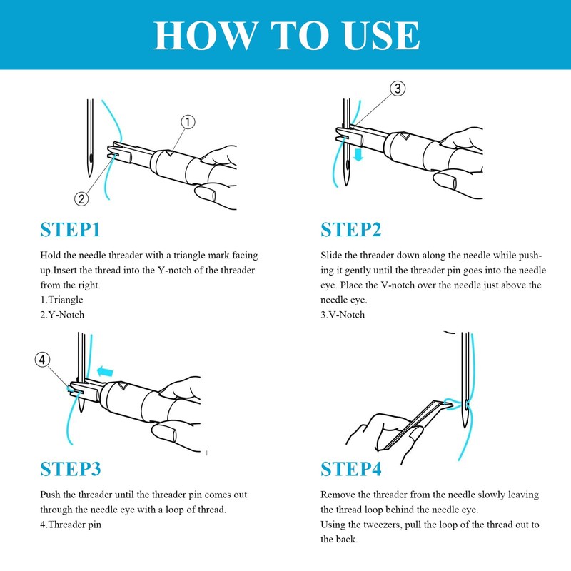 8 Needle Threaders,Automatic Needle Threader,Needle Threaders Hand Sewing,with 2 Anti-Trap