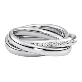 Heideman Women's Trini Ring Made of Stainless Steel Gold Coloured Matt Women's Ring for Women Roll Ring Play Ring Triple Ring Pack of 3, Stainless Steel, Cubic Zirconia
