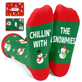 Zmart Christmas Gifts Stocking Socks - Secret Santa Snowman Socks, Xmas Stocking Stuffers for 7-9 Years Old Kid Boys Girls