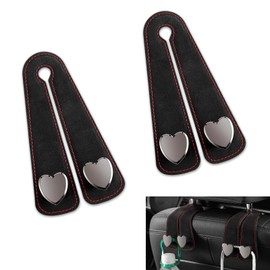 leechio 2 PCS Car Seat Headrest Hook, Car Hooks for Headrest, Lovely Heart-Shaped Headrest Hooks, Universal Seat Back Storage Accessories, for Wallets, Bags, Umbrella Hanging (Black)