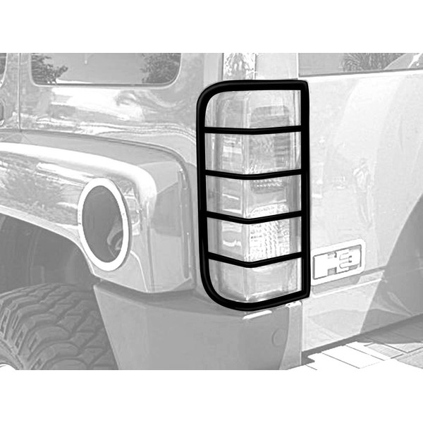 MaxMate Premium Compatible with 06-10 Hummer H3 2pcs Black Taillight Covers Tail Light Guards (Mounting Hardware & Instruction Included) | WBC80168