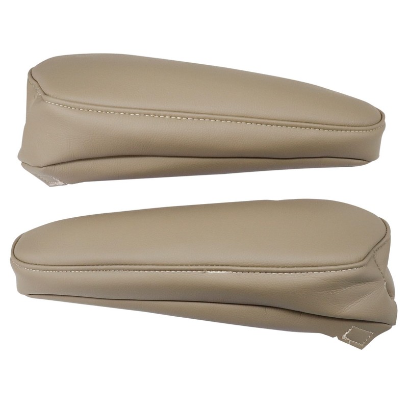 NLQR Replacement 2Pcs Seat Armrest Covers Microfiber Leather Ivory Tan